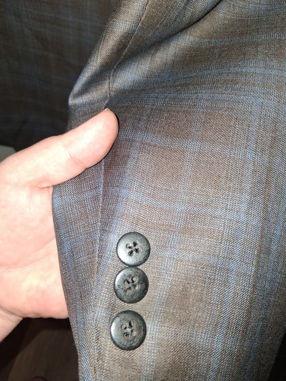Men's Brown Plaid Sport Coat with Blue Windowpane